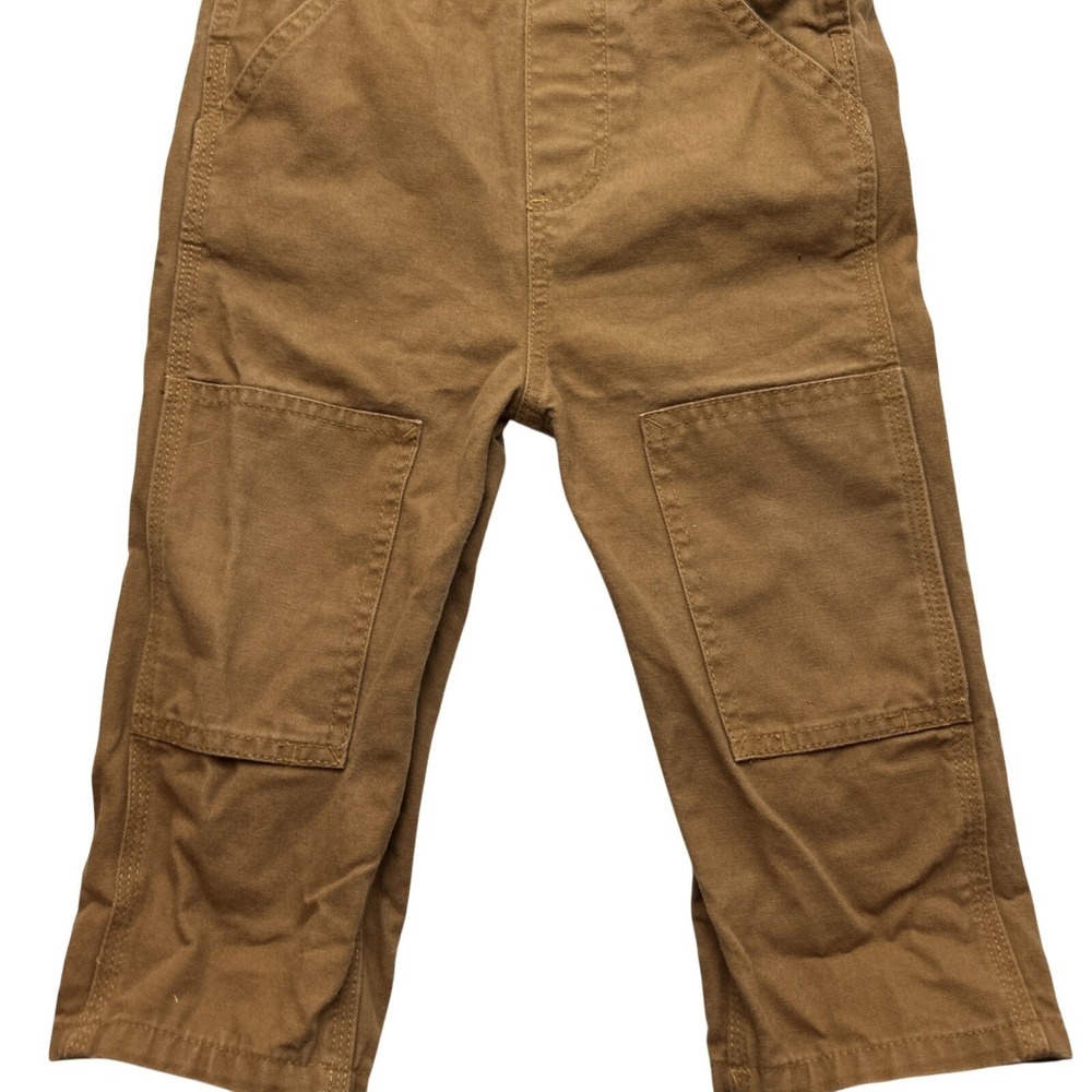 Carhartt 2T Baby Toddler Canvas Bib Overall in Brown Reinforced Knees Cotton - Picture 2 of 10
